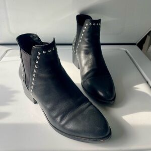 Black Studded Leather Ankle Boots